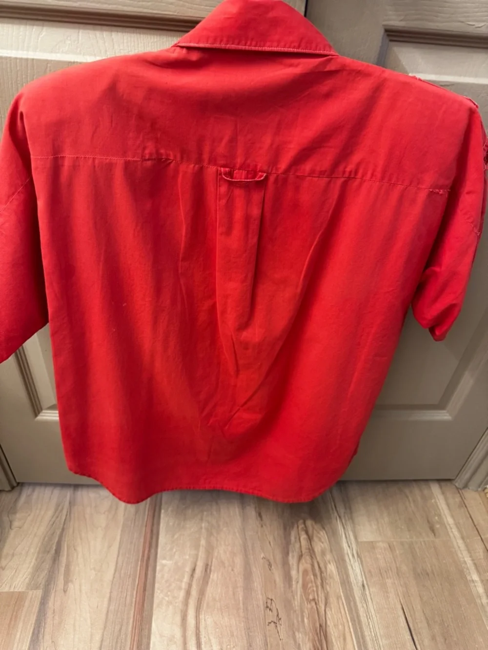 Red Ruffle-Trim Button Front Women's Top - Picture 3 of 3